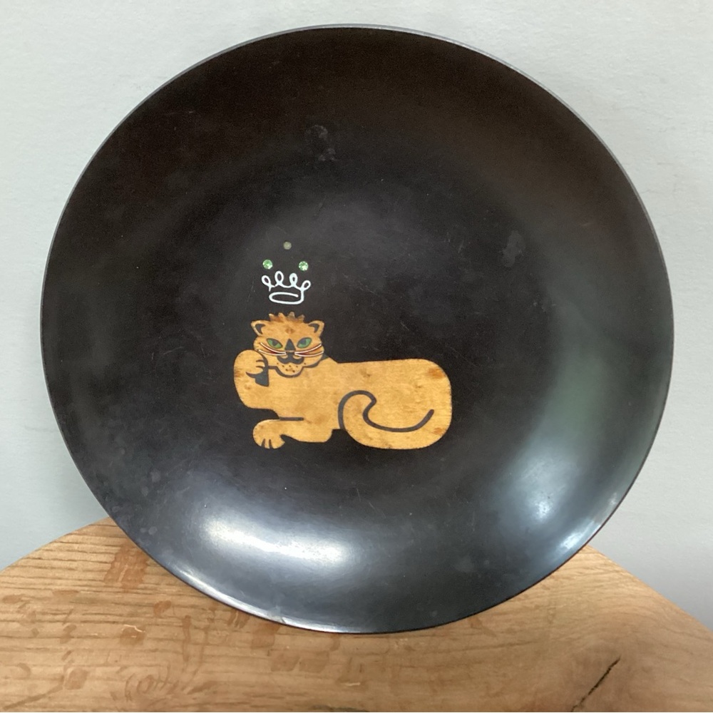 🟠 Vintage - Mid Century Couroc of Monterey serving bowl “King Cat” design